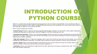 INTRODUCTION OF PYTHON COURSE