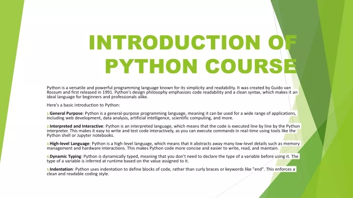 introduction of python course
