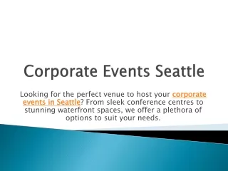 Corporate Events Seattle