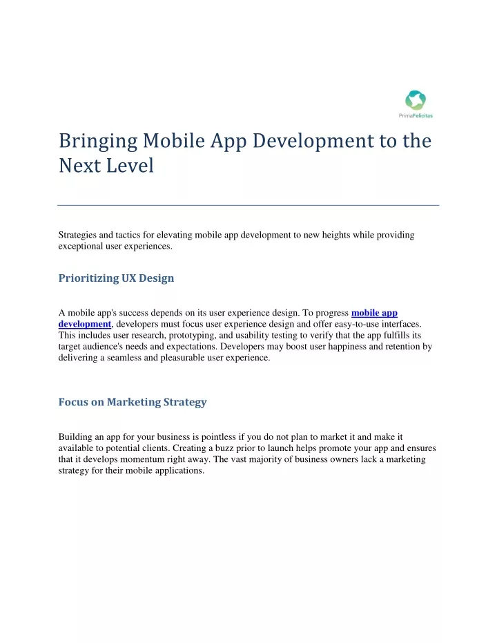 bringing mobile app development to the next level
