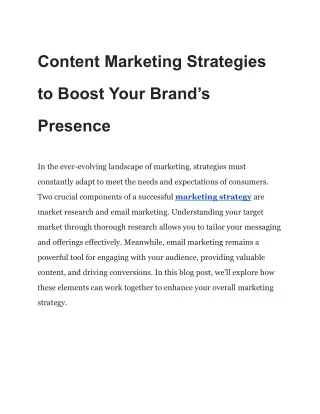 Content Marketing Strategies to Boost Your Brand’s Presence