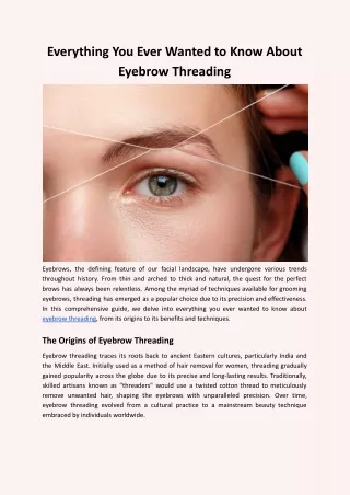 Everything You Ever Wanted to Know About Eyebrow Threading