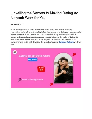 Unveiling the Secrets to Making Dating Ad Network Work for You