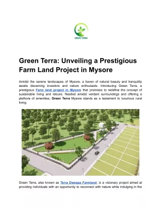 Green Terra_ Unveiling a Prestigious Farm Land Project in Mysore