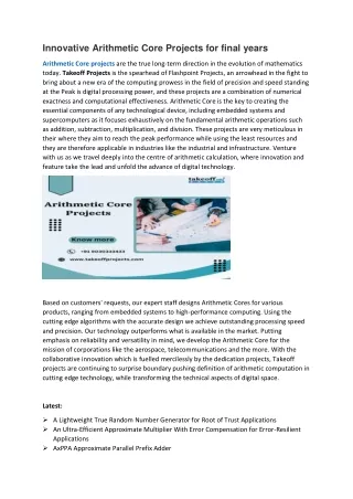 innovative arithmetic core projects for final