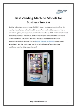 Best Vending Machine Models for Business Success