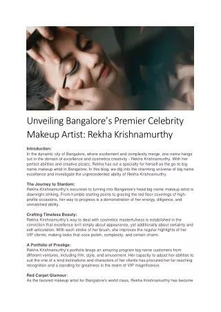 celebrity makeup artist in bangalore