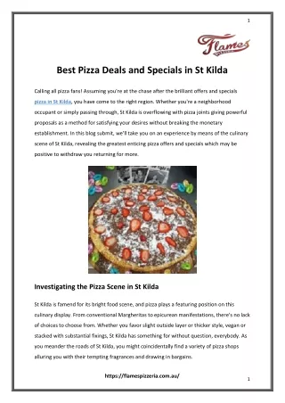 Best Pizza Deals and Specials in St Kilda