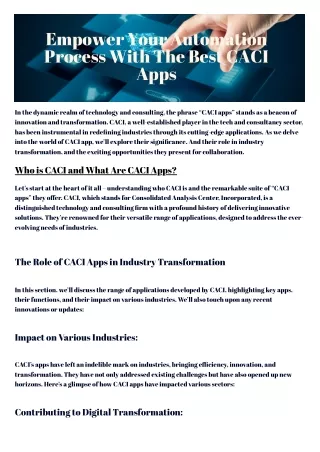 Empower Your Automation Process With The Best CACI Apps