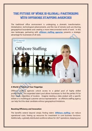 The Future of Work is Global: Partnering with Offshore Staffing Agencies