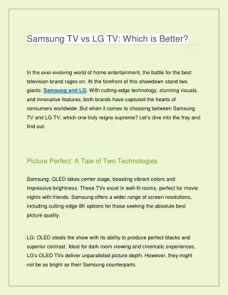 Samsung TV vs LG TV