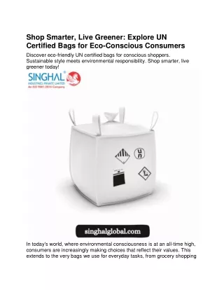 Shop Smarter, Live Greener- Explore UN Certified Bags for Eco-Conscious Consumers
