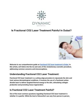 Is Fractional CO2 Laser Treatment Painful In Dubai?