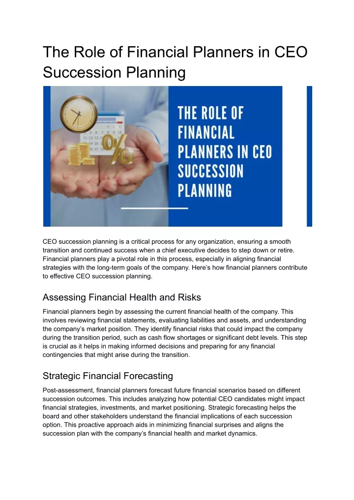 the role of financial planners in ceo succession