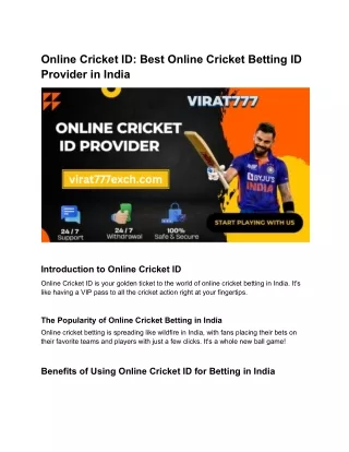 Online Cricket ID_ Best Online Cricket Betting ID Provider in India