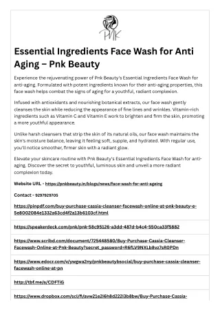 Essential Ingredients Face Wash for Anti Aging – Pnk Beauty