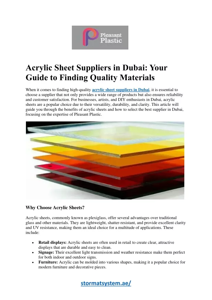 acrylic sheet suppliers in dubai your guide