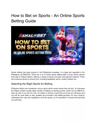 How to Bet on Sports - An Online Sports Betting Guide