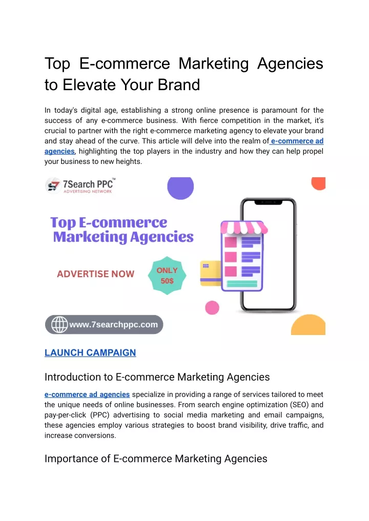 top e commerce marketing agencies to elevate your