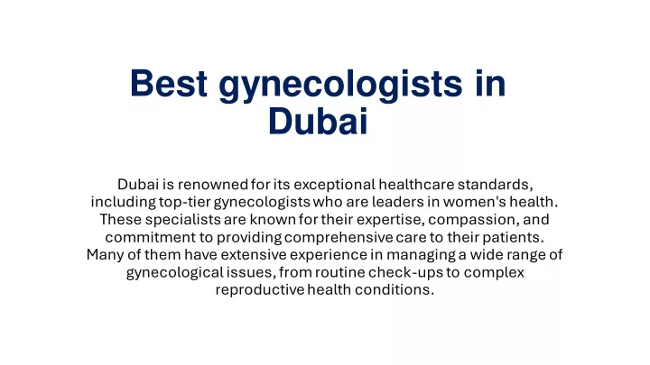 best gynecologists in dubai