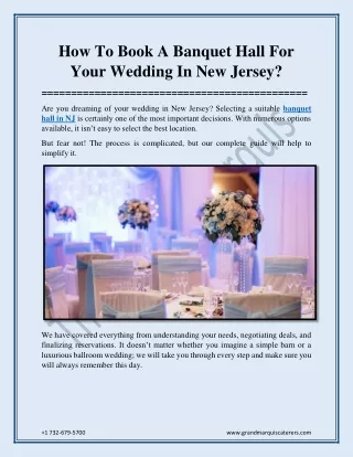 How To Book A Banquet Hall For Your Wedding In New Jersey
