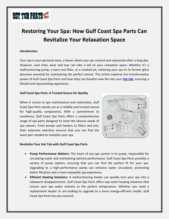 restoring your spa how gulf coast spa parts