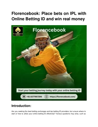 Florencebook: Place bets on IPL with Online Betting ID and win real money