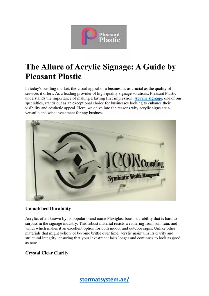 the allure of acrylic signage a guide by pleasant