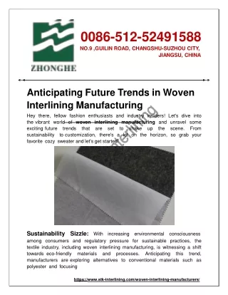 Anticipating Future Trends in Woven Interlining Manufacturing