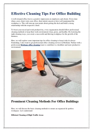 Effective Cleaning Tips For Office Building