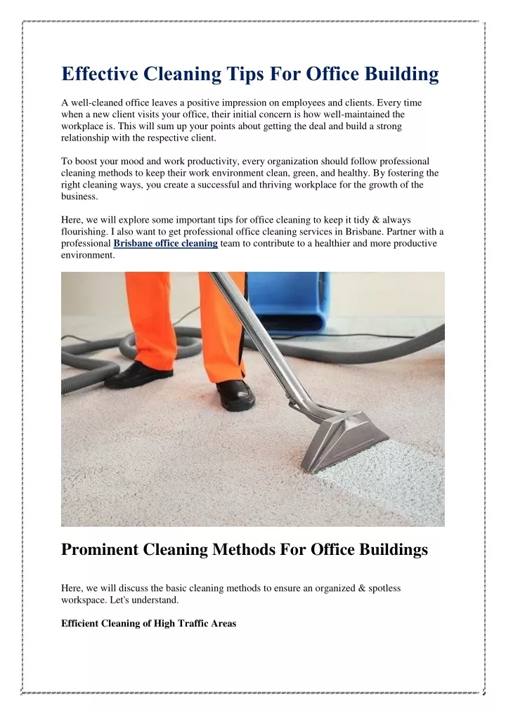 effective cleaning tips for office building