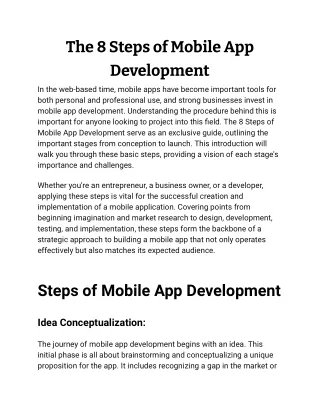 The 8 Steps of Mobile App Development
