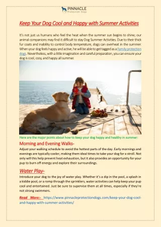 Keep Your Dog Cool and Happy with Summer Activities