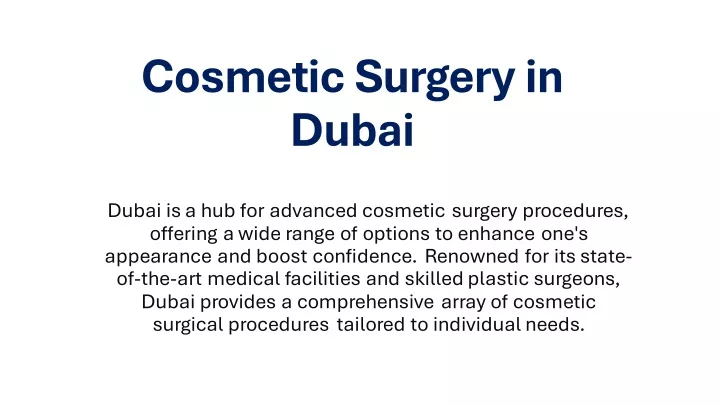 cosmetic surgery in dubai