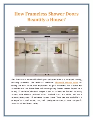 How Frameless Shower Doors Beautify a House