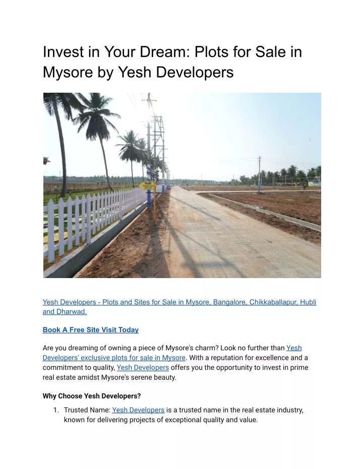 invest in your dream plots for sale in mysore