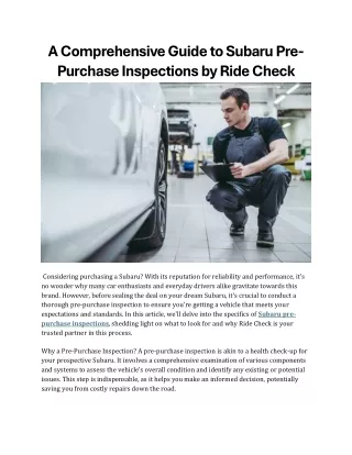 a comprehensive guide to subaru pre purchase