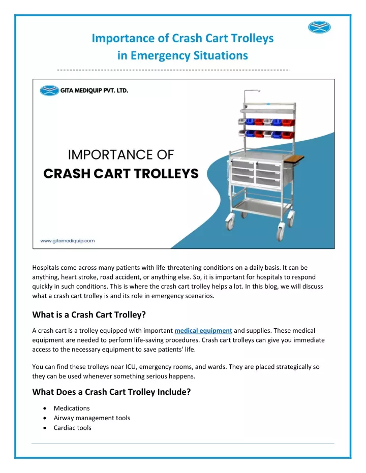 importance of crash cart trolleys in emergency