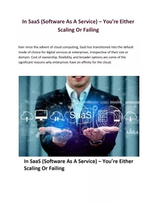 In SaaS (Software As A Service) – You’re Either Scaling Or Failing