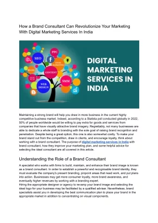 How a Brand Consultant Can Revolutionize Your Marketing With Digital Marketing Services In India