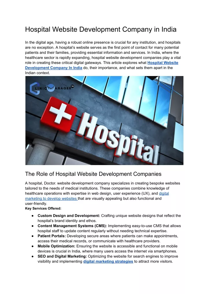 hospital website development company in india