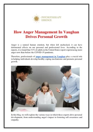 How Anger Management In Vaughan Drives Personal Growth