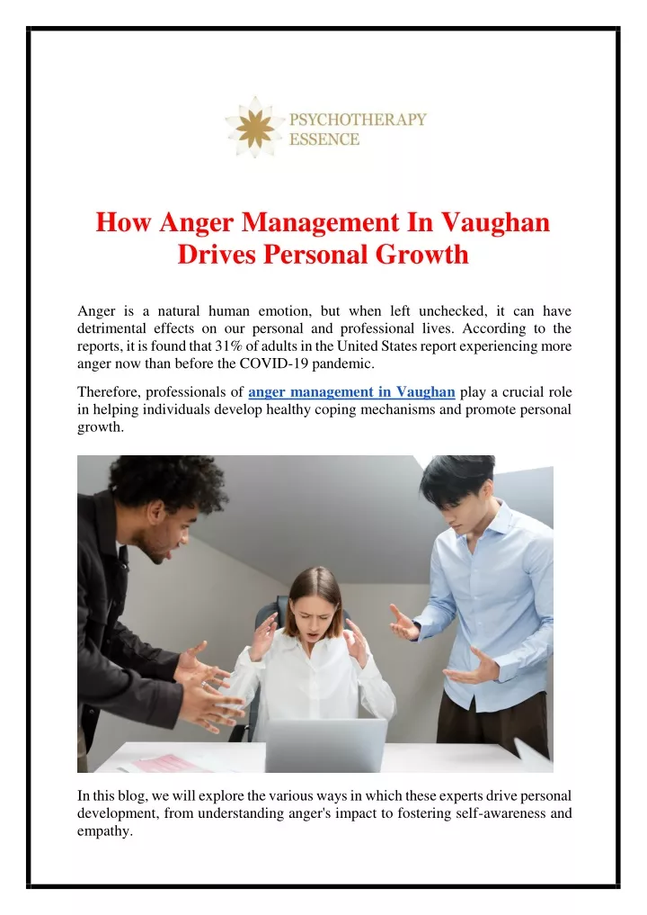 how anger management in vaughan drives personal