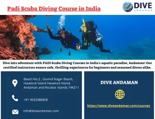 Padi Scuba Diving Course in India