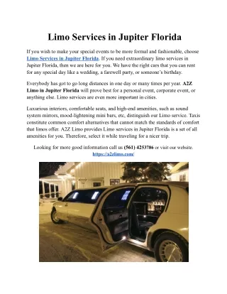 Limo Services Jupiter Florida