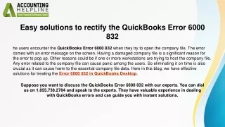easy solutions to rectify the quickbooks error 6000 832