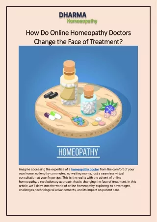 How Do Online Homeopathy Doctors Change the Face of Treatment