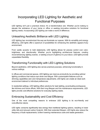 Incorporating LED Lighting for Aesthetic and Functional Purposes