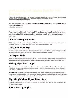 Eye-Catching and Lighting Signs for Your Busine­ss