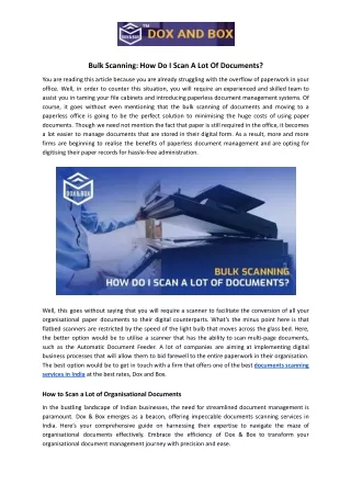 Bulk Scanning: How Do I Scan A Lot Of Documents? - Dox & Box